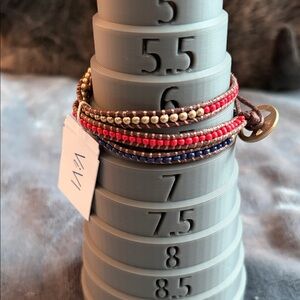 ViVi Red, Gold, and Blue Beaded Wrap Bracelet